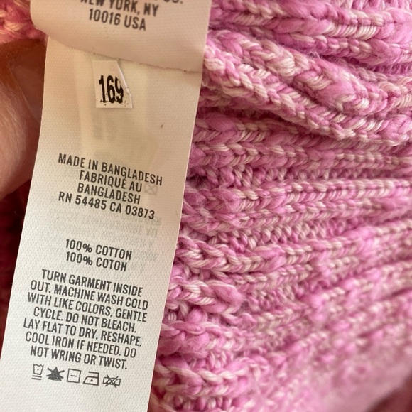 Aerie Pink Soft Chunky-Knit Sweater Cowl Neck Cozy Cotton Pullover Woman’s L - Picture 5 of 5